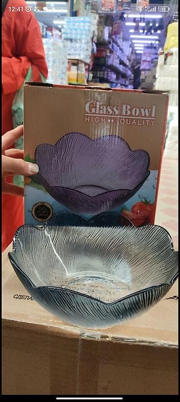 стёк: Набор стеклянной посуды - Большая салатная чаша Glass Bowl (High — 1