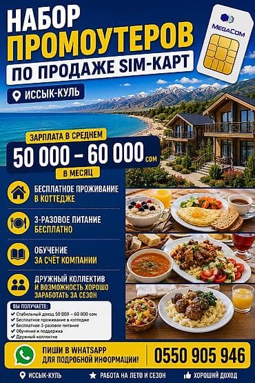 Вакансия: промоутер по продаже SIM‑карт MegaCom (локация: Иссык‑Куль)