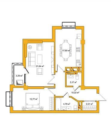 gala group: 2 комнаты, 78 м², Элитка, 12 этаж, Готовая ПСО (под самоотделку) — 6