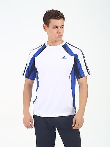 футболка adidas: Мужская спортивная футболка Adidas - Дизайн: белая база с — 6