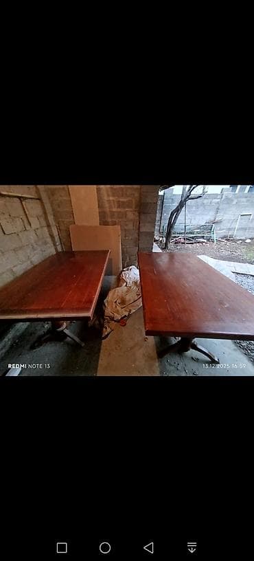 охотничий стол: Большой прямоугольный стол дерева (две одинаковые столешницы на фото) — 3