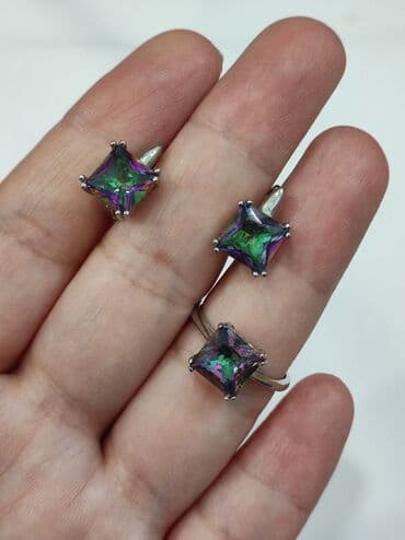 набор пандора: Серебряный Комплект с камнями Мистик Серебро 925 пробы Размеры — 9