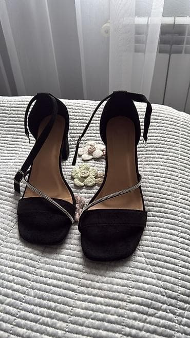 обувь из сша: Новые Женские босоножки на среднем каблуке - Цвет: черный - — 1
