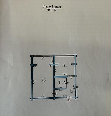 бишкек квартира 1 комнат: 1 комната, 44 м², 106 серия, 7 этаж, Косметический ремонт — 8
