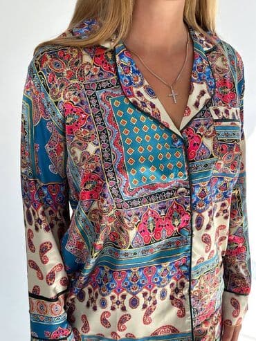 джинсова сорочка: Пижама, Шелк, Турция, S, M, L — 7