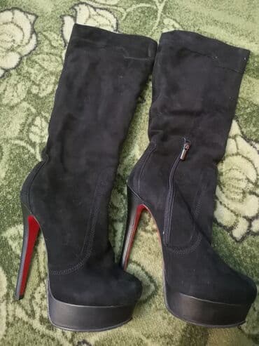 сапоги из натурального меха и кожи: Продаю деми сапоги (евромода), замшевые, состояние отличное — 1