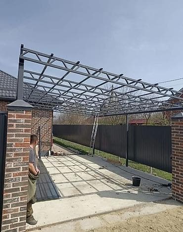 заклад: Навес, Арочный, Металл, Поликарбонат, Установка — 2