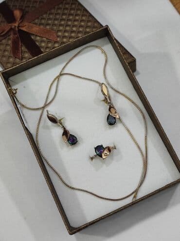 свадебные платья от производителя: Серебряный Набор+ Цепочка Серебро с напылением золото 925 Размеры — 2