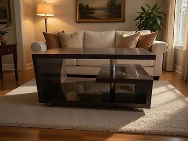 стол с карагача: Журнальный стол, Б/у, Прямоугольный, С колесиками, цвет - Коричневый — 8