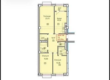3 комнаты, 105 м², Асанбай мкр Элитка, 14 этаж, ПСО (под самоотделку) — 4