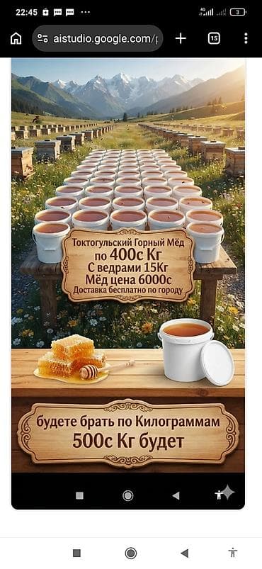 пчеловодство: Токтогульский натуральный горный мёд Кг по 400с Доставка по городу — 2