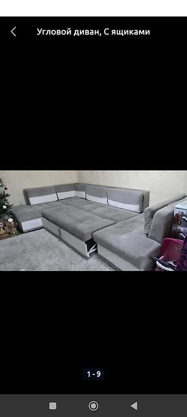 угловой диван с полкой: Угловой диван, С ящиками — 1