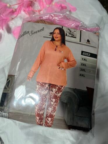 белая ночная сорочка: Пижама, Хлопок, Турция, XL, 2XL, 4XL — 3