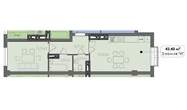 o2 development: 1 комната, 42 м², Элитка, 1 этаж, ПСО (под самоотделку) — 4