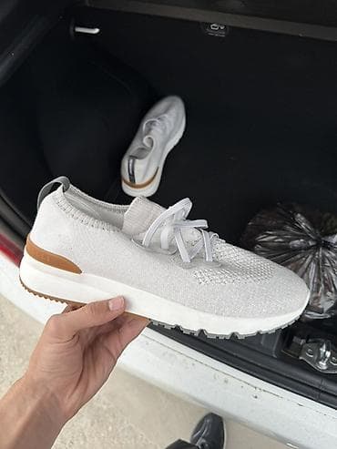 Кроссовки Brunello Cucinelli, светло‑серые/молочные - Верх: дышащий