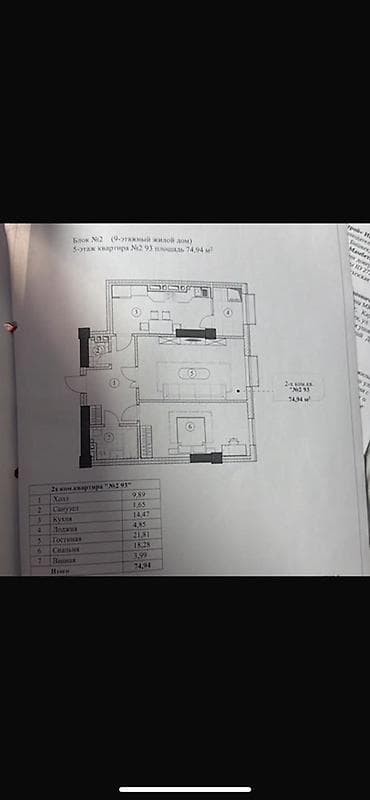 5: 2 комнаты, 74 м², Элитка, 5 этаж, ПСО (под самоотделку) — 1