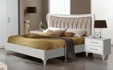 мебель для спальни из италии: Уктоочу бөлмө гарнитуру, Эки кишилик керебет, МДФ, түсү - Ак — 1