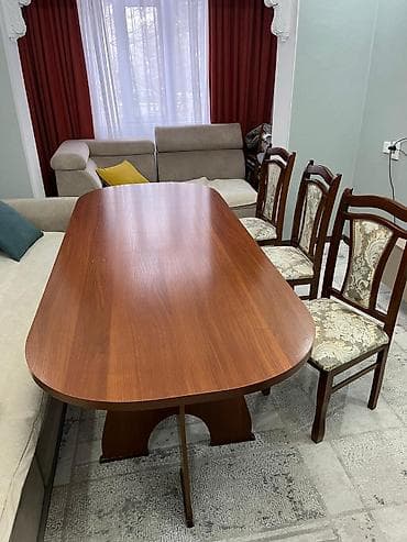 Стол жана отургуч комплекттери: Конок бөлмөсү үчүн үстөл жана отургуч, Колдонулган, түсү - Күрөң — 1