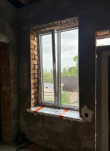 айнек терезелер: ПВХ-окно двухстворчатое с поворотно-откидной створкой - Материал — 1