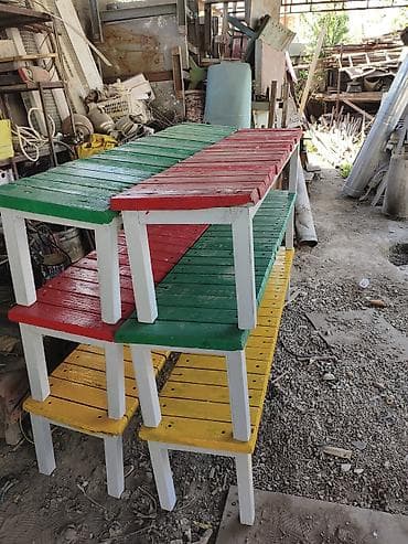 Мебель: Скамейка Дерево, Без спинки, Без крыши — 7