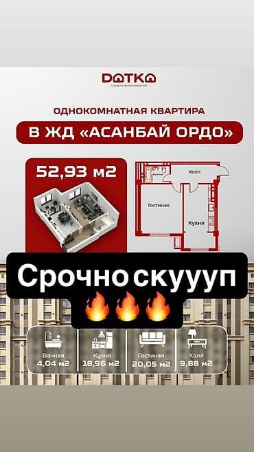 1 комната, 53 м², Элитка, 8 этаж, ПСО (под самоотделку) — 1
