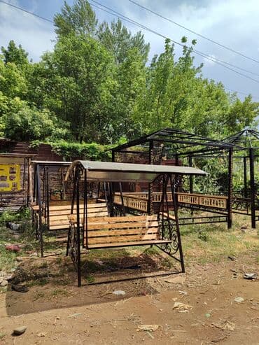 качели ош: Садовые качели Металл, Со спинкой, С крышей — 26