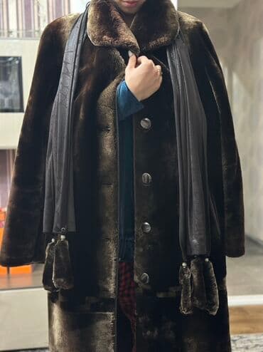 Атайын кийим: Длинная женская шуба из натурального меха (визуально — норка/мутона) в — 1