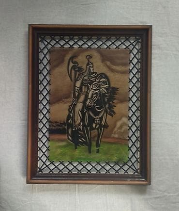 Картина кожаная на деревянной рамке