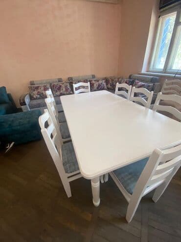Комплект стол со стульями белого цвета at lalafo.kg Комплект стол со стульями белого цвета