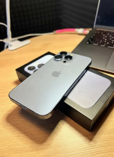 стационарный телефон с сим картой: IPhone 13 Pro, Б/у, 256 ГБ, Sierra Blue, Защитное стекло, Чехол, Коробка, 77 % — 1