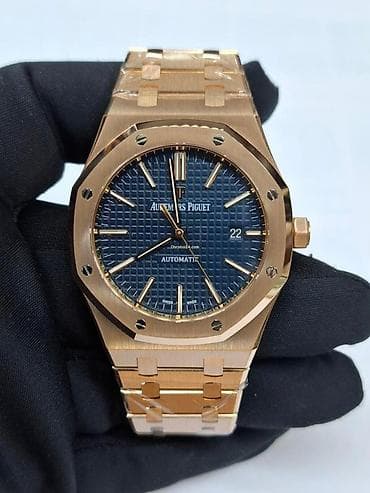 магнитный браслет от давления: Audemars Piguet Royal Oak Automatic, розовое золото, синий циферблат — 1