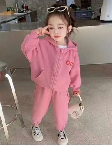 спортивные костюмы для девочек: Комплект, цвет - Розовый, Новый — 1