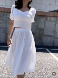 теннисный юбка: Костюм с юбкой, Миди, Топ, S, M — 6