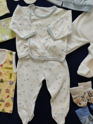 новорожденный комплект: Комплект, цвет - Голубой, Б/у — 7
