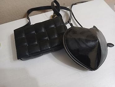 Набор из 2 женских сумок, черный цвет. 1) Сумка через плечо с