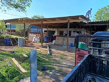 секционные вороты: Навес, Односкатный, Дерево, Профнастил — 2