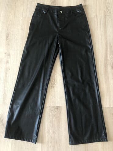 брюки кожаные: Брюки Широкие, Экокожа, L, XL — 7