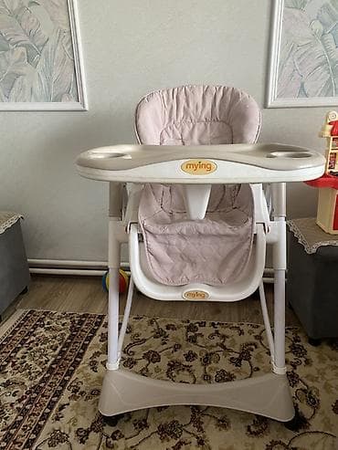 децкие машины: Детский стульчик для кормления myIng - Цвет: мягкий бежево-розовый. - — 3