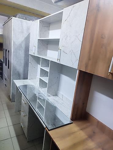 помошник стол: Комплект офисной мебели, Полка, ДСП, цвет - Коричневый — 3