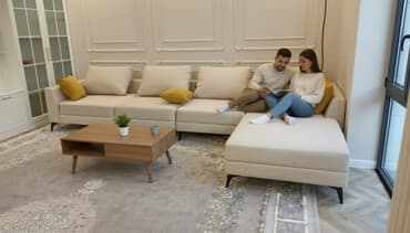 большой удобный: Угловой диван, C подушками, Трехместный — 1