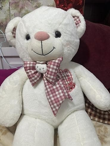 мишка на заказ: Плюшевый медведь большого размера. - Цвет: молочно‑белый. - Материал — 1