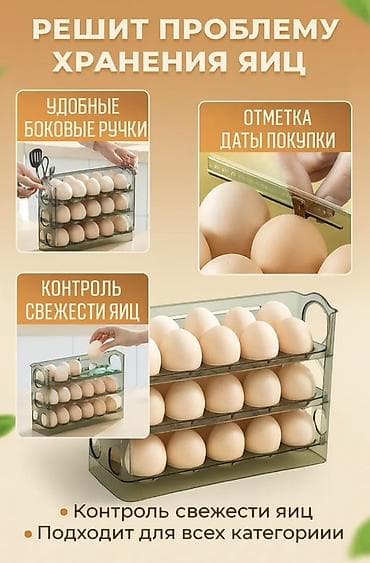 пластиковый кейс: Контейнер для хранения 30 яиц - Вместимость: до 30 яиц. - Размещение — 4