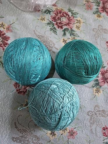вата прима: Пряжа для вязания, 3 мотка в бирюзово‑изумрудной гамме. ирис, каждый — 2