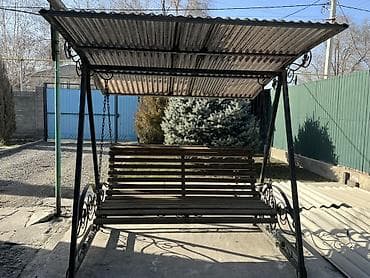 Окна и комплектующие: Садовые качели Металл, Со спинкой, С крышей — 1