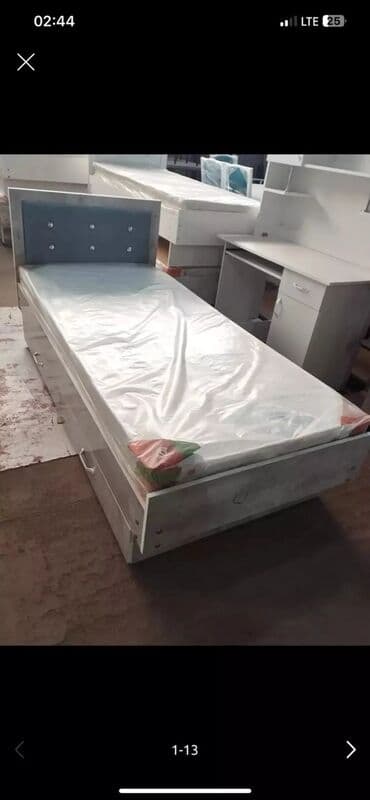 кровать с шухлядами: Односпальная кровать, Новый, С матрасом, длина - 200 см — 4