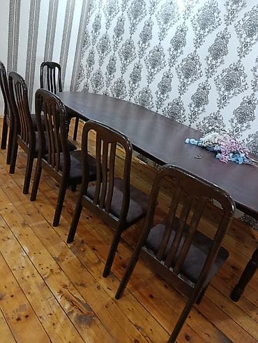 Обеденная группа: стол.стул - Материал: массив дерева (столешница и at lalafo.kg Обеденная группа: стол.стул - Материал: массив дерева (столешница и