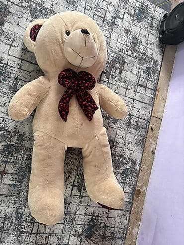 мелкий: Большой плюшевый медведь с бантом - Цвет: бежевый - Материал: мягкий — 1