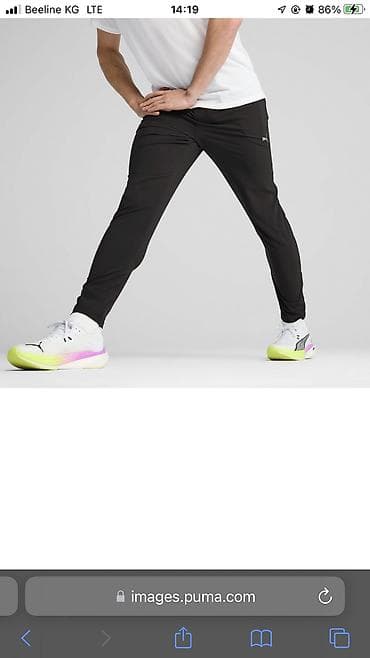 спартивка пума: Спортивные брюки Puma, мужские, черные. - Прямой крой, легкая — 1