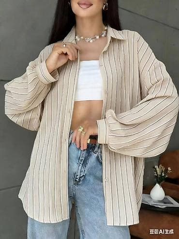 женские рубашки длинные: Женская рубашка oversize в вертикальную полоску Только оптом - — 4