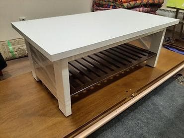 Журнальные столы: Журнальный стол из массива дерева с полкой - Материал: натуральная — 5